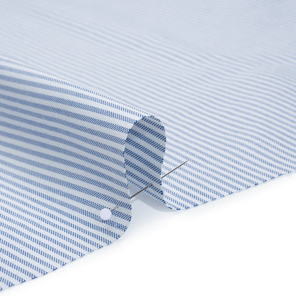Cotton Oxford Shirting - Bluesteel and White Candy Stripes - Designer Deadstock