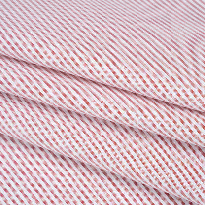Cotton Oxford Shirting - Red and White Candy Stripes - Deadstock