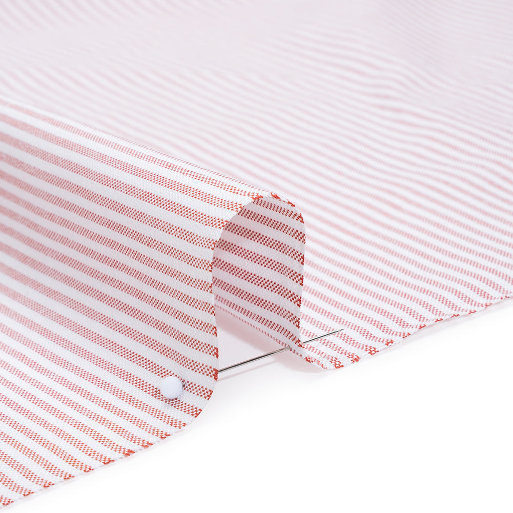 Cotton Oxford Shirting - Red and White Candy Stripes - Deadstock