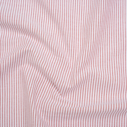 Cotton Oxford Shirting - Red and White Candy Stripes - Deadstock