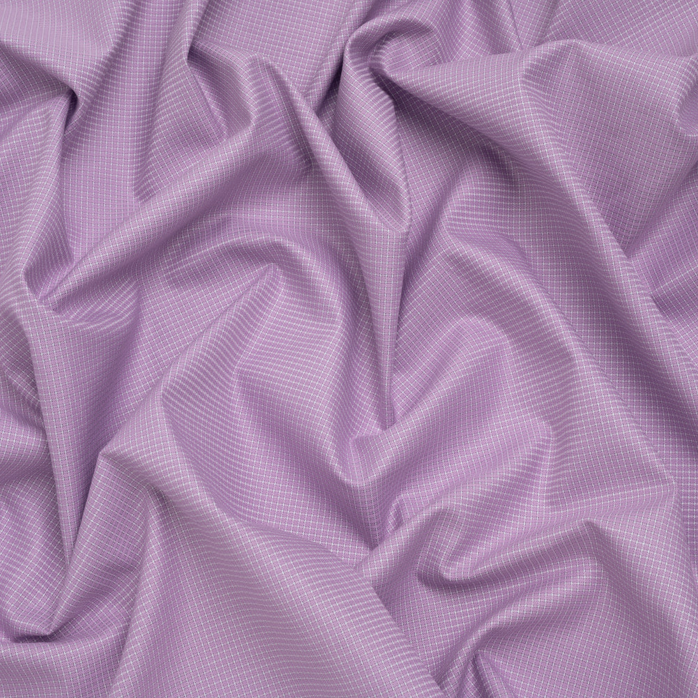 Cotton Twill Shirting - Lavender and White Checks - Deadstock