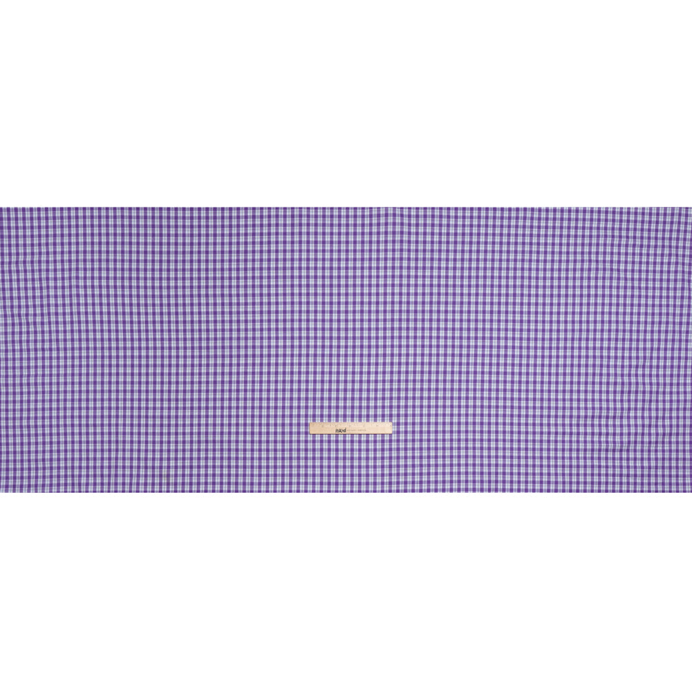 Cotton Twill Shirting - Purple and White Plaid - Deadstock Full