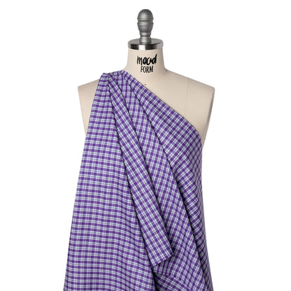 Cotton Twill Shirting - Purple and White Plaid - Deadstock Drape