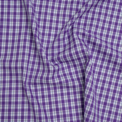 Cotton Twill Shirting - Purple and White Plaid - Deadstock