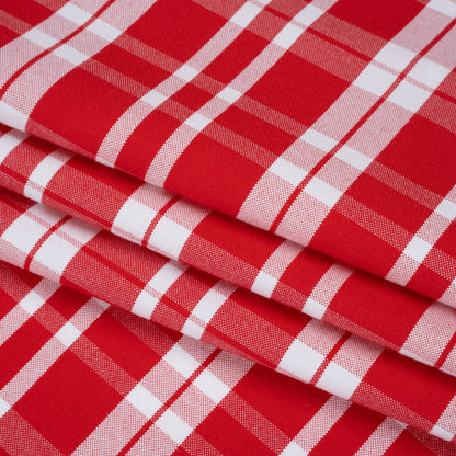 Cotton Oxford Shirting - Fiery Red and White Plaid - Deadstock