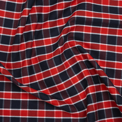 Cotton Oxford Shirting - Red, Blue and White Plaid - Deadstock