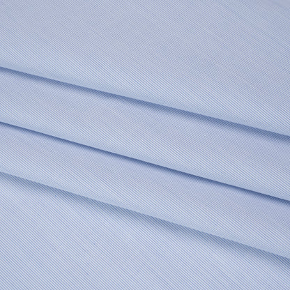 Cotton Shirting - Sky Blue and White Pinstripes - Deadstock Folded