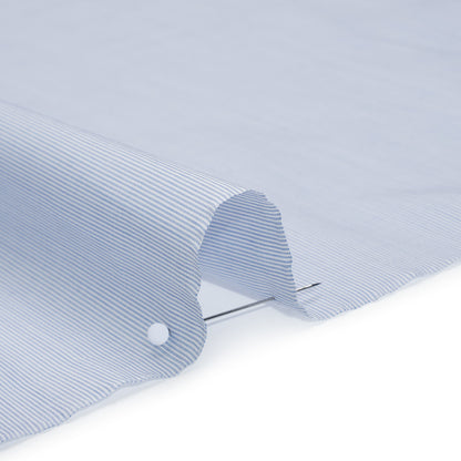 Cotton Shirting - Sky Blue and White Pinstripes - Deadstock Detail