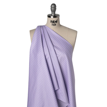 Cotton Twill Shirting - Lavender, White and Light Blue Stripes - Deadstock Drape