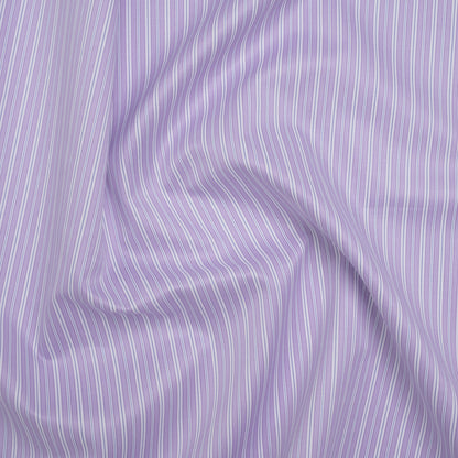 Cotton Twill Shirting - Lavender, White and Light Blue Stripes - Deadstock
