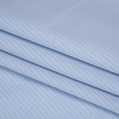 Cotton Herringbone Twill - Blue and White Stripes - Deadstock Folded