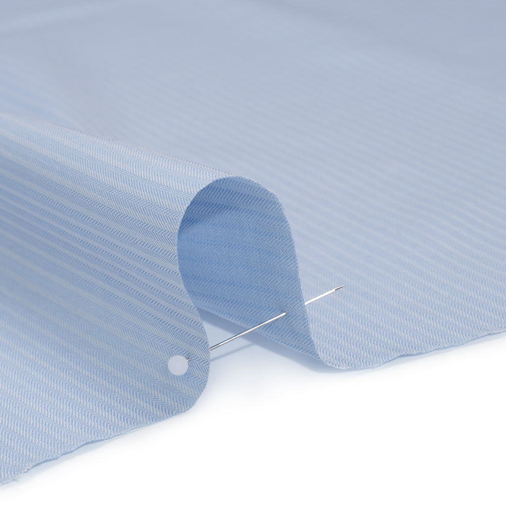 Cotton Herringbone Twill - Blue and White Stripes - Deadstock Detail