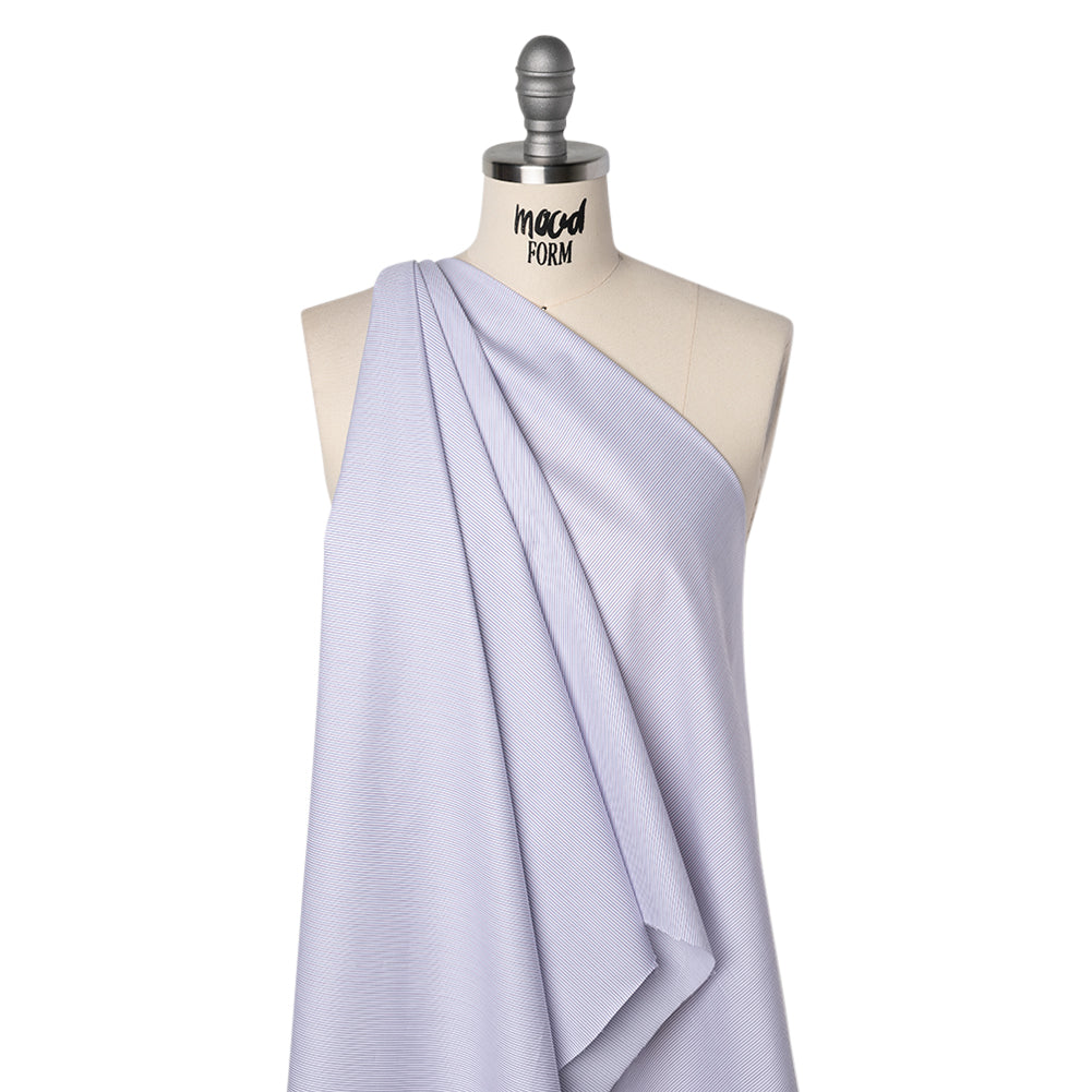 Cotton Twill Shirting - White, Blue and Purple Pinstripes - Deadstock
