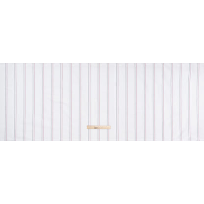 Cotton Oxford Shirting - White, Red and Navy Blue Paired Stripes - Deadstock