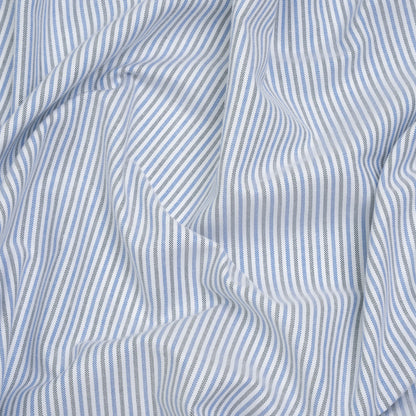 Cotton Oxford Shirting - Blue, Olive Green and White Candy Stripes - Deadstock