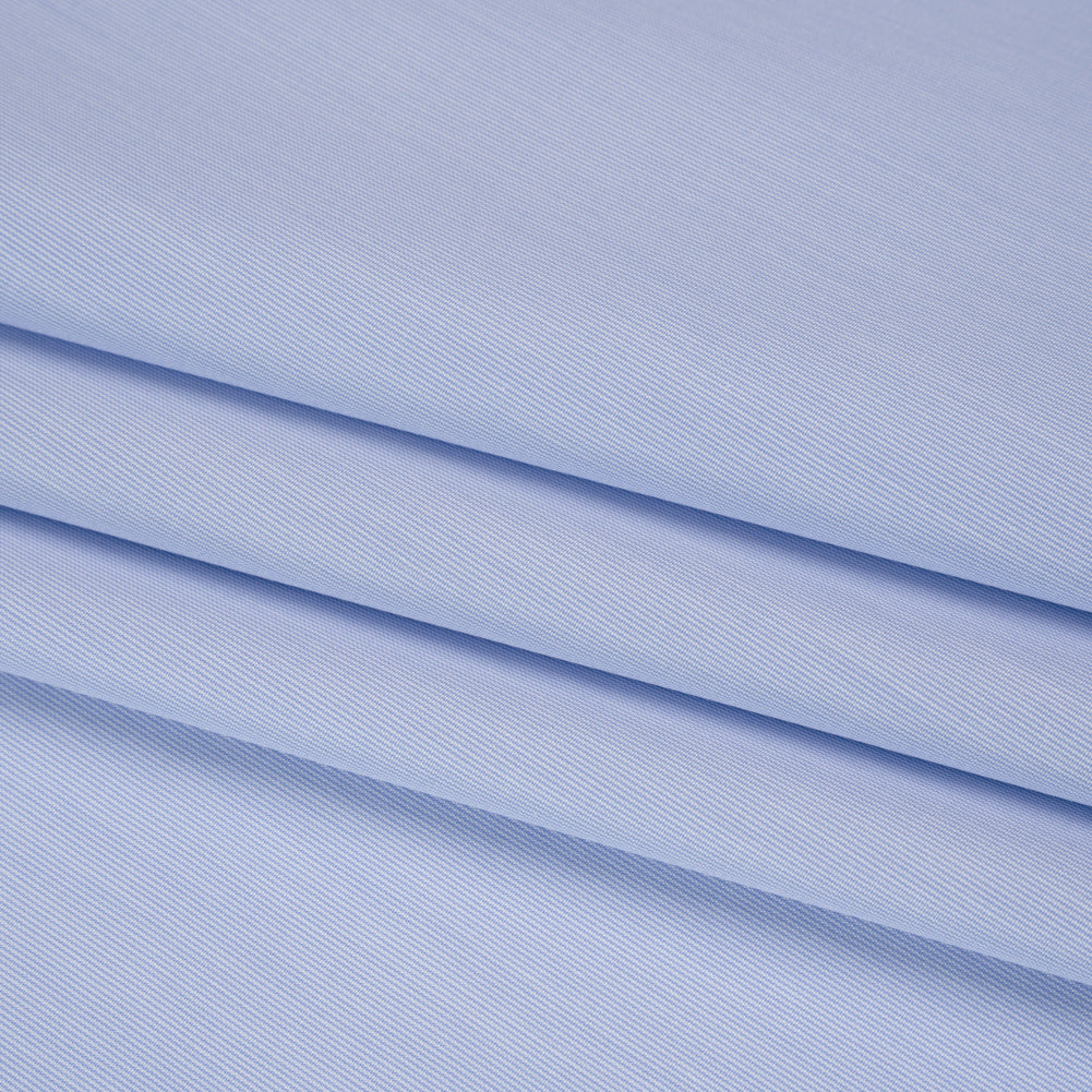 Cotton Shirting - Sky Blue and White Fine Stripes - Designer Deadstock Folded