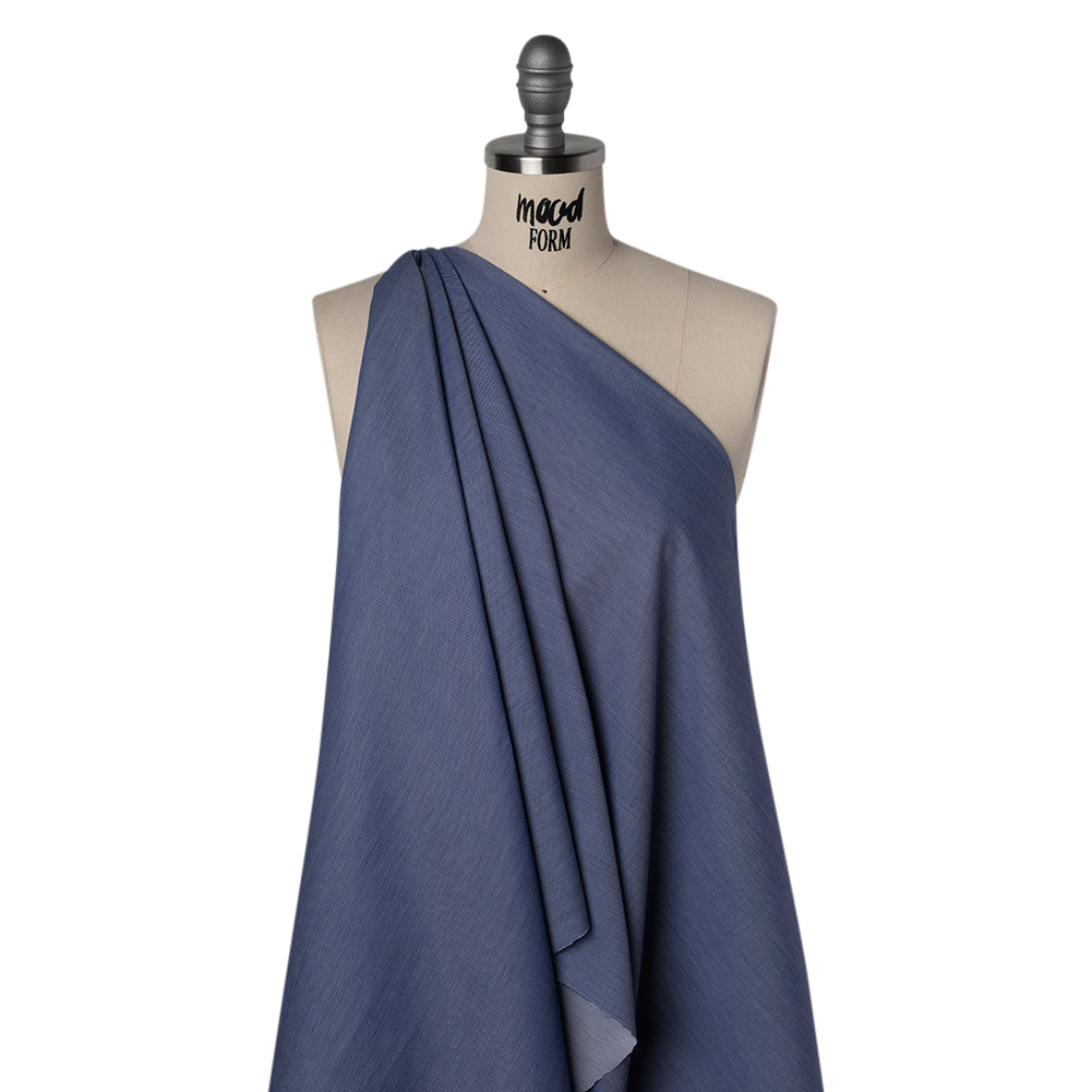Cotton Shirting - Cobalt Blue and White - Deadstock