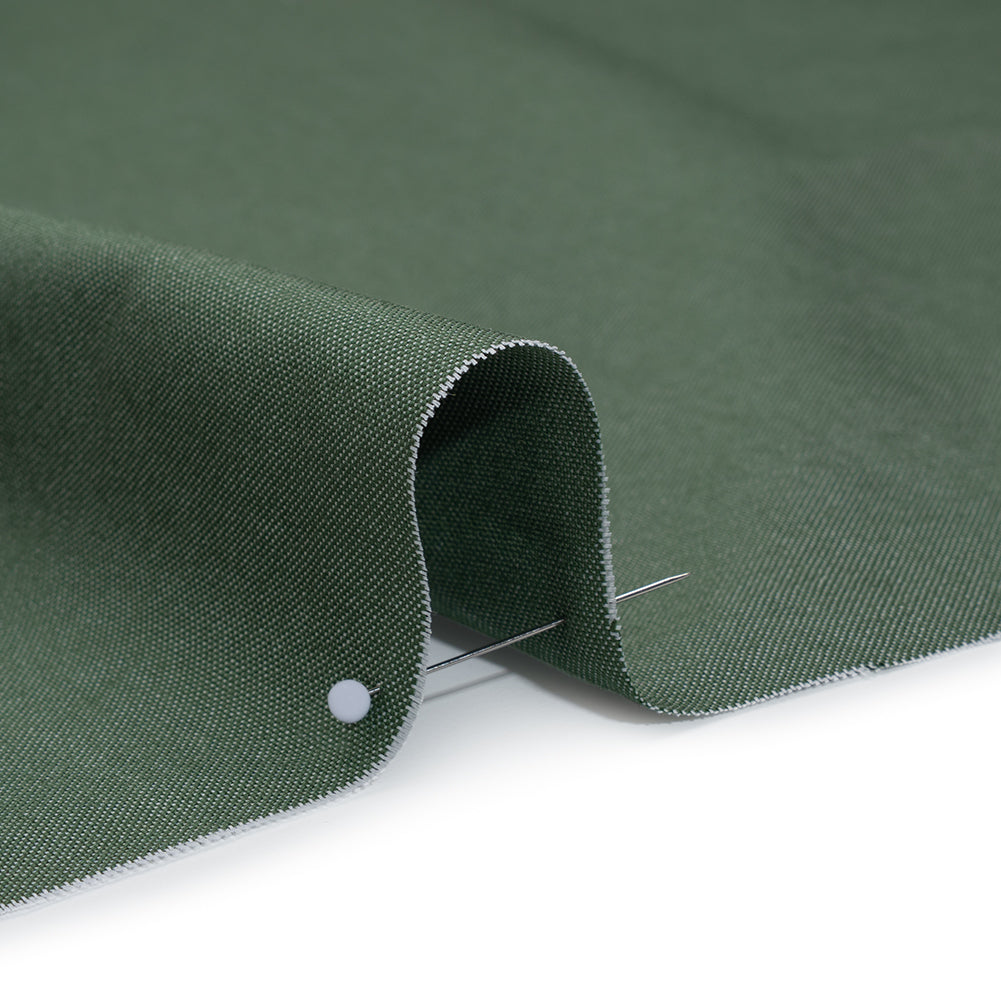 Cotton Oxford Shirting - Evergreen and White - Deadstock - Detail
