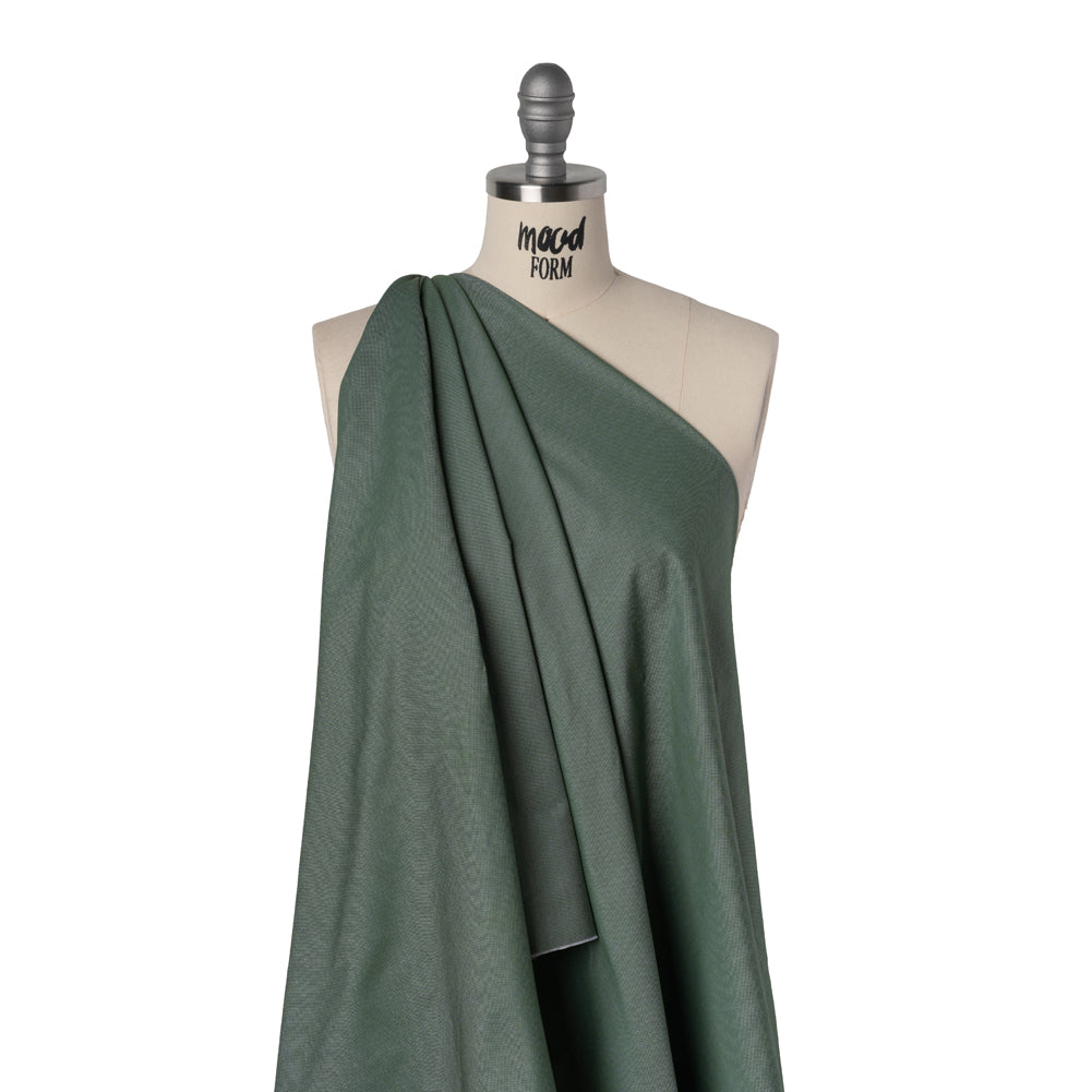 Cotton Oxford Shirting - Evergreen and White - Deadstock - Drape