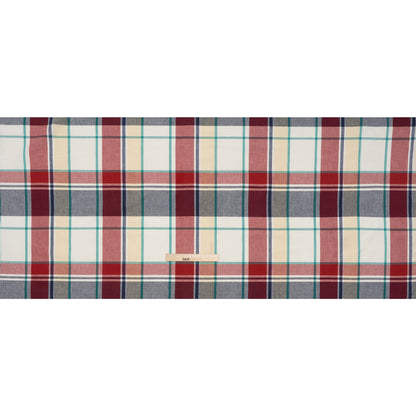 Brushed Cotton Shirting - Red, Blue and Sea Green Plaid - Deadstock