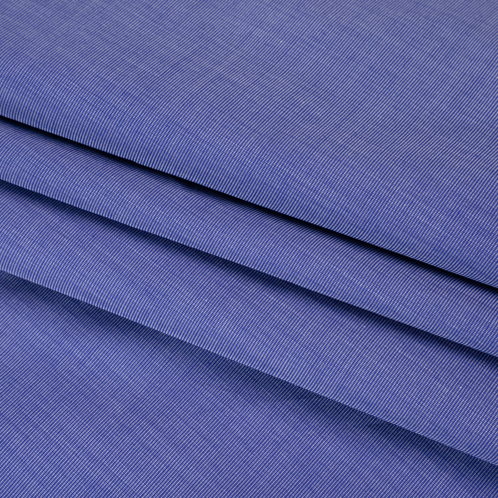 Cotton Shirting - Bright Blue and White - Deadstock - Folded