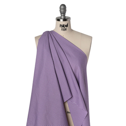 Cotton Gingham Shirting - Purple and White Checks - Designer Deadstock