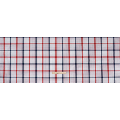 Cotton Shirting - Red, Blue and White Checked Plaid - Deadstock