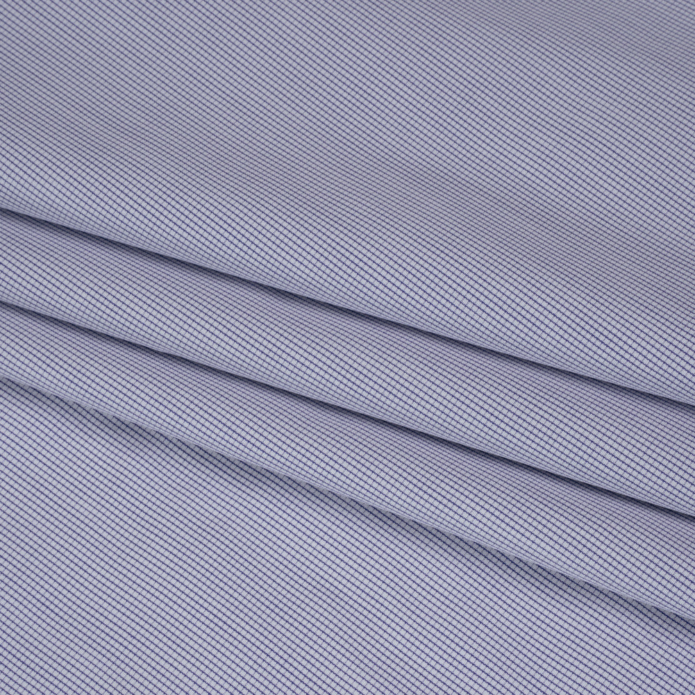 Cotton Shirting - Blue and White Tiny Windowpane Checks - Designer Deadstock - Folded