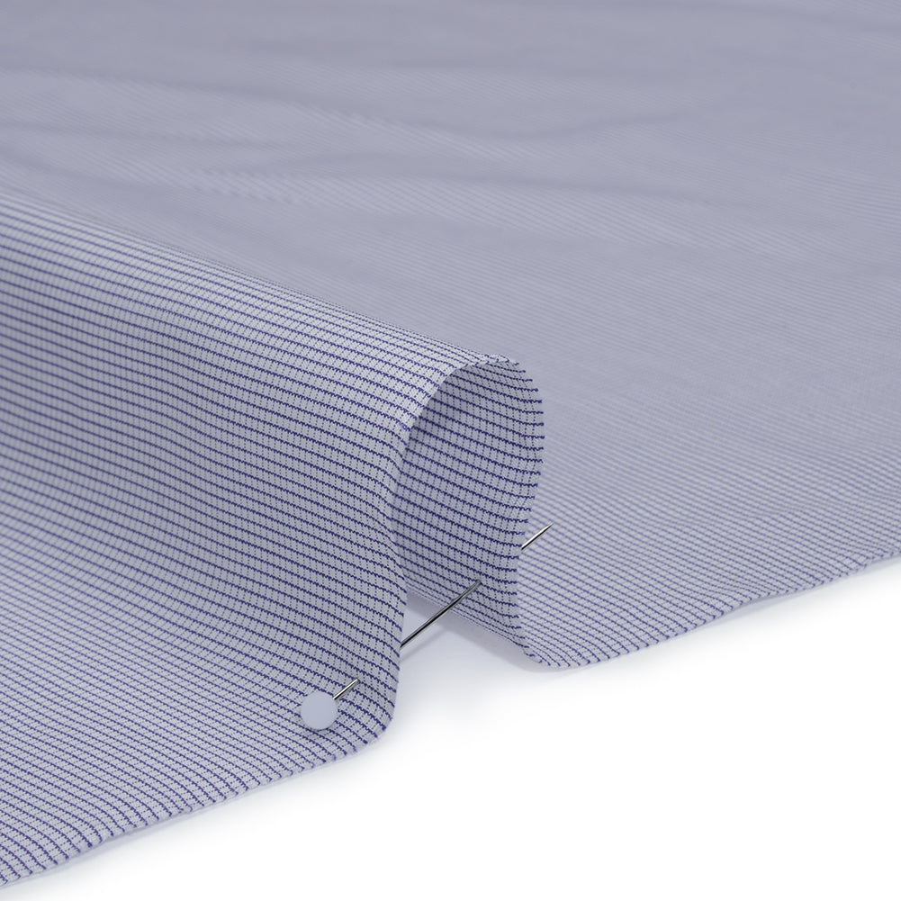 Cotton Shirting - Blue and White Tiny Windowpane Checks - Designer Deadstock - Detail