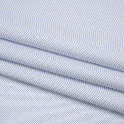Cotton Twill Shirting - Blue, Gray and White Stripes - Deadstock
