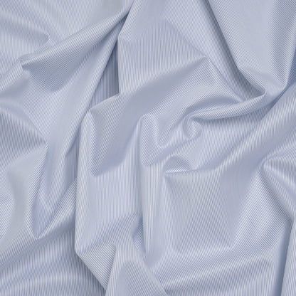 Cotton Twill Shirting - Blue, Gray and White Stripes - Deadstock
