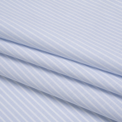 Cotton Oxford Shirting - Baby Blue and White Stripes - Deadstock