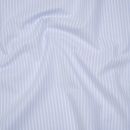 Cotton Oxford Shirting - Baby Blue and White Stripes - Deadstock