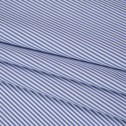 Cotton Poplin Shirting - Blue and White Candy Stripes - Designer Deadstock Folded