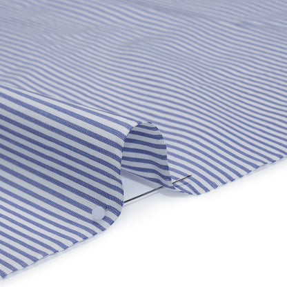 Cotton Poplin Shirting - Blue and White Candy Stripes - Designer Deadstock Detail