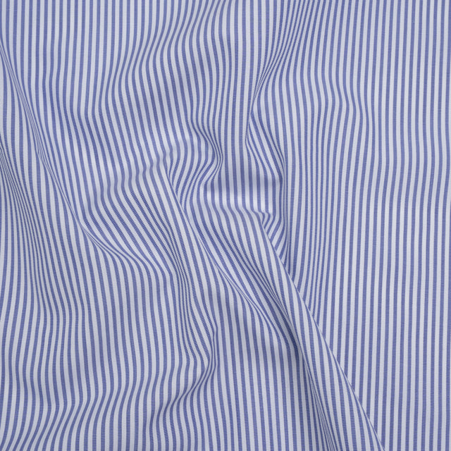Cotton Poplin Shirting - Blue and White Candy Stripes - Designer Deadstock