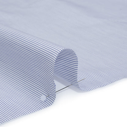 Cotton Shirting - Blue and White Pinstripes - Designer Deadstock