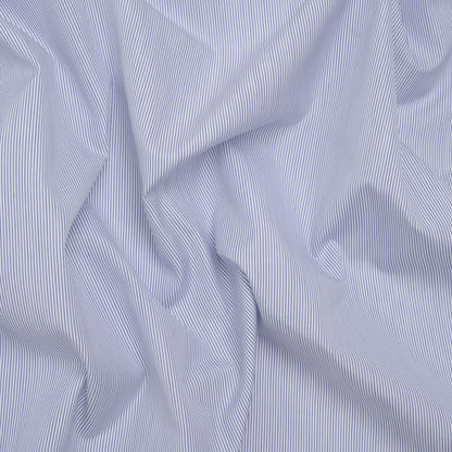 Cotton Shirting - Blue and White Pinstripes - Designer Deadstock