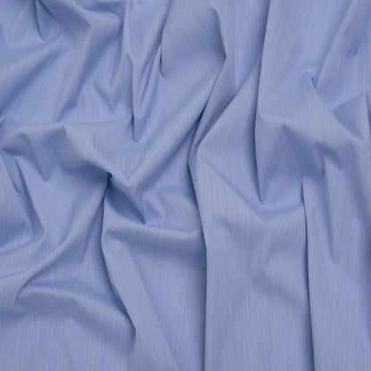 Stretch Cotton Shirting - Bold Blue and White Micro Stripes - Designer Deadstock