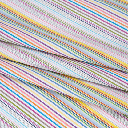 Cotton Twill Shirting - Rainbow Barcode Stripes - Deadstock