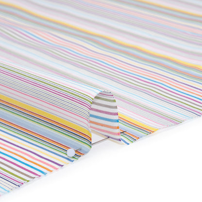 Cotton Twill Shirting - Rainbow Barcode Stripes - Deadstock