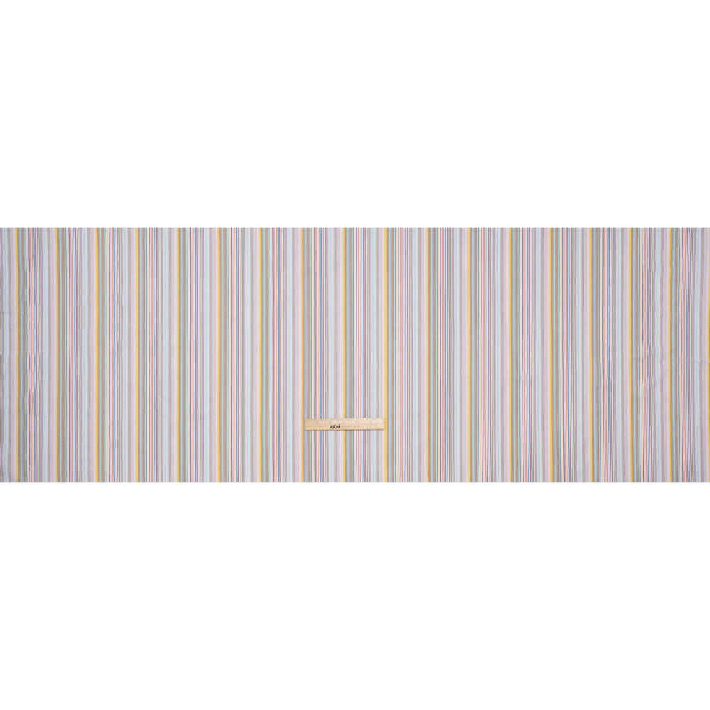 Cotton Twill Shirting - Rainbow Barcode Stripes - Deadstock - Full