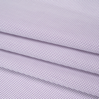 Cotton Shirting - Fuchsia Purple and White Checks - Deadstock