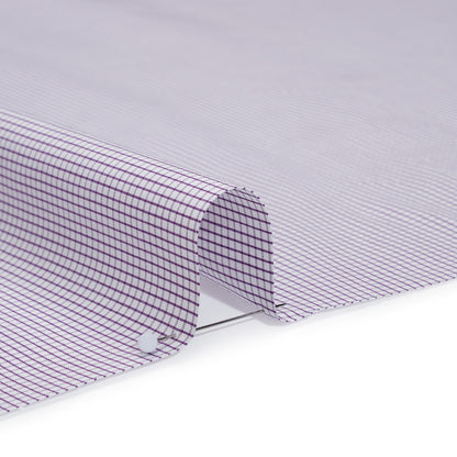 Cotton Shirting - Fuchsia Purple and White Checks - Deadstock