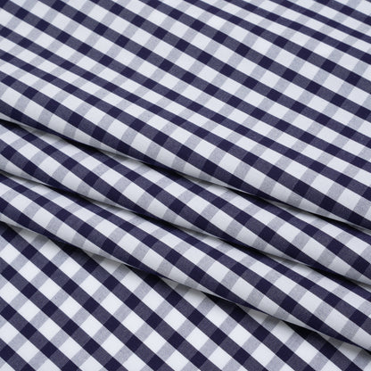 Cotton Shirting - Navy Blue and White Checks - Deadstock