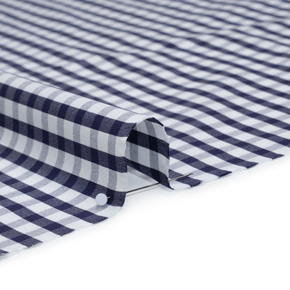 Cotton Shirting - Navy Blue and White Checks - Deadstock