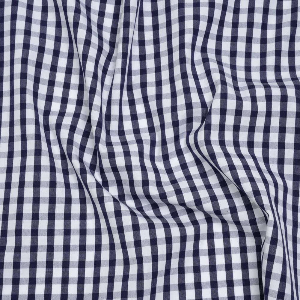 Cotton Shirting - Navy Blue and White Checks - Deadstock