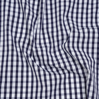 Cotton Shirting - Navy Blue and White Checks - Deadstock