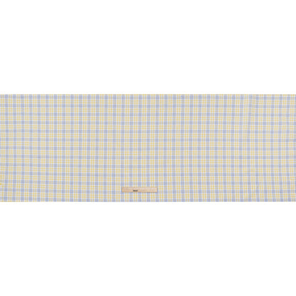 Cotton Twill Shirting - Sky Blue, Sunshine Yellow and White Plaid - Deadstock