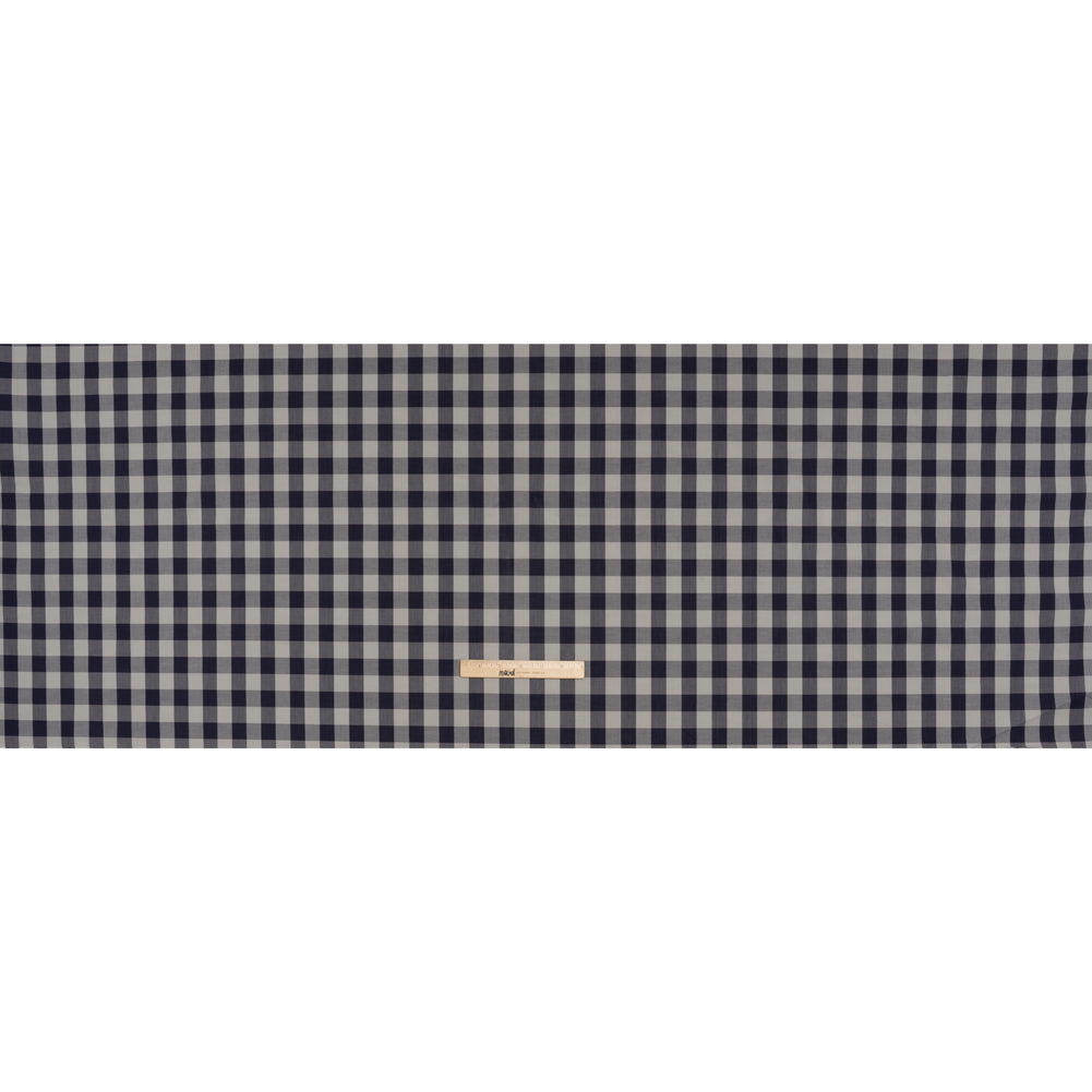 Cotton Shirting - Gray and Dark Navy Big Checks - Deadstock - Full